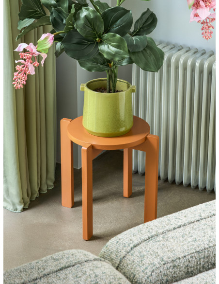 Tabouret orange en MDF et chêne Ø 45 x H 42 cm Always