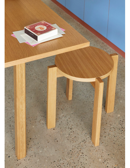 Tabouret naturel en MDF et chêne Ø 45 x H 42 cm Always
