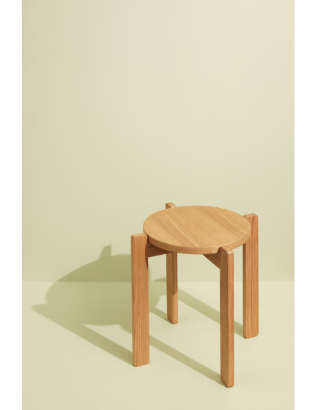 Tabouret naturel en MDF et chêne Ø 45 x H 42 cm Always