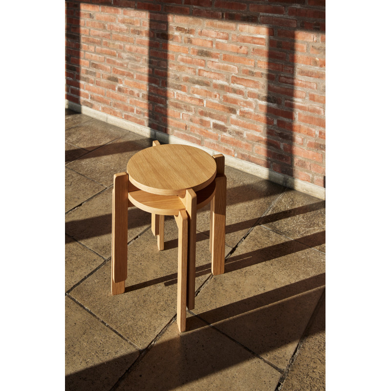 Tabouret naturel en MDF et chêne Ø 45...