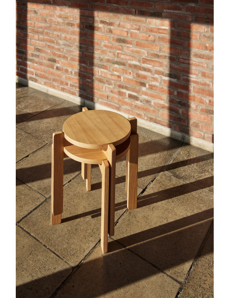 Tabouret naturel en MDF et chêne Ø 45 x H 42 cm Always