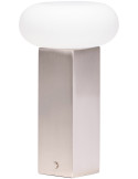 Lampe à poser LED rechargeable nickel en verre et fer 12 x 12 x 20 cm Low