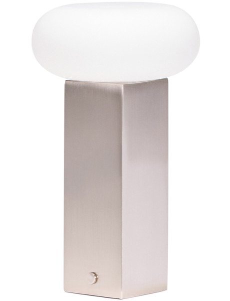 Lampe à poser LED rechargeable nickel en verre et fer 12...