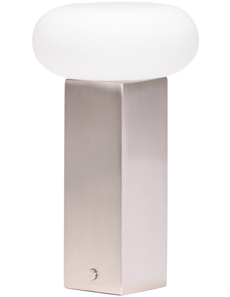 Lampe à poser LED rechargeable nickel en verre et fer 12 x 12 x 20 cm Low