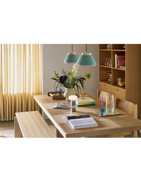 Lampe à poser LED rechargeable nickel en verre et fer 12 x 12 x 20 cm Low