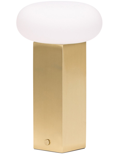 Lampe à poser LED rechargeable laiton en verre et fer 12...