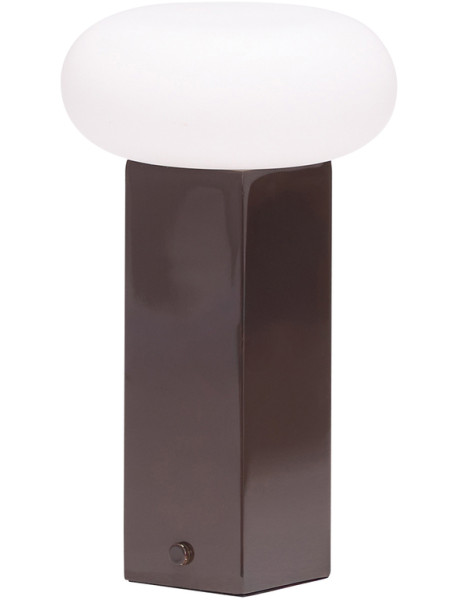 Lampe à poser LED rechargeable marron en verre et fer 12...