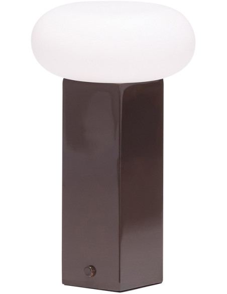Lampe à poser LED rechargeable marron en verre et fer 12 x 12 x 20 cm Low