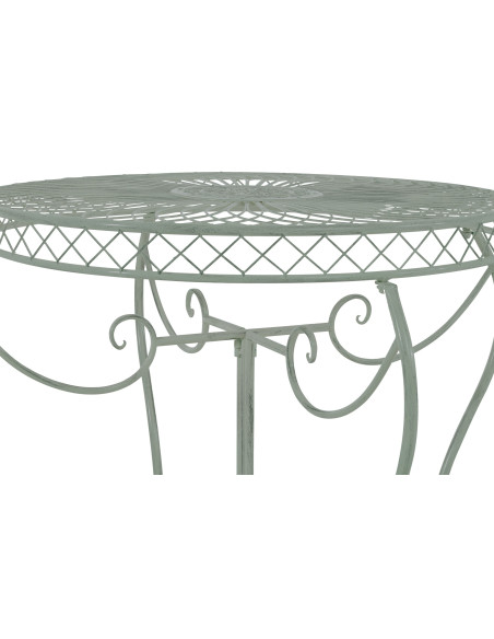 Table pour terrasse Ronde 4 personnes en Fer forgé Vert vieilli Macie