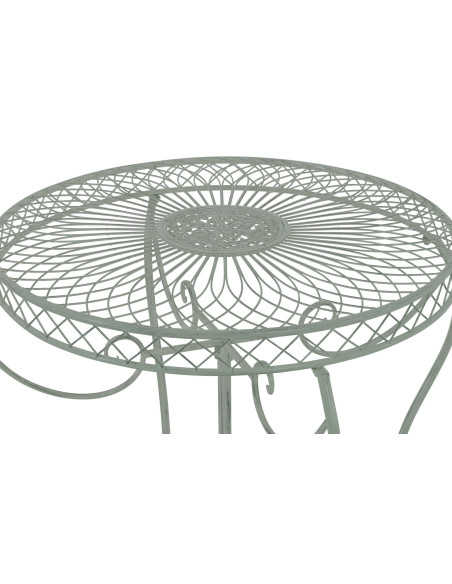 Table pour terrasse Ronde 4 personnes en Fer forgé Vert vieilli Macie