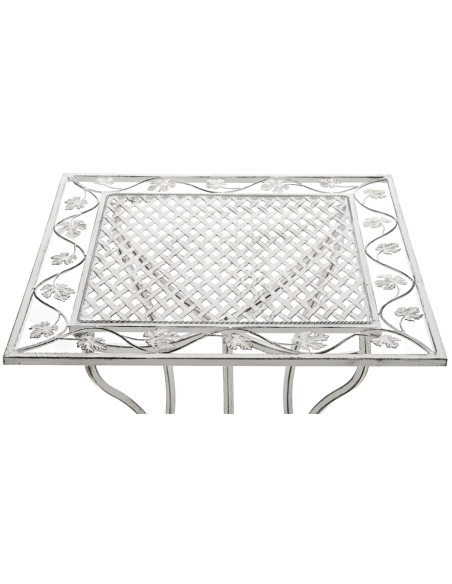 Table de jardin carrée blanc antique en fer 60 x 60 x 72 cm Marilee
