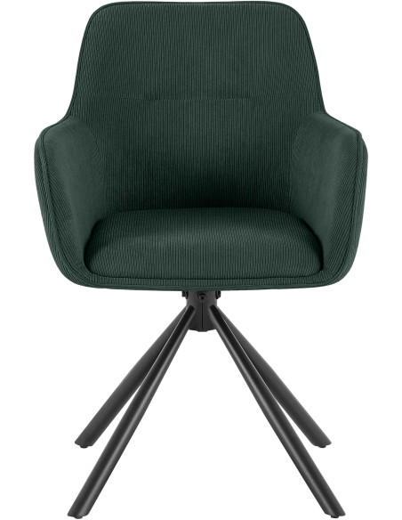 Chaise de salle à manger pivotante verte en velours côtelé 58 x 59 x 84 cm Yasna