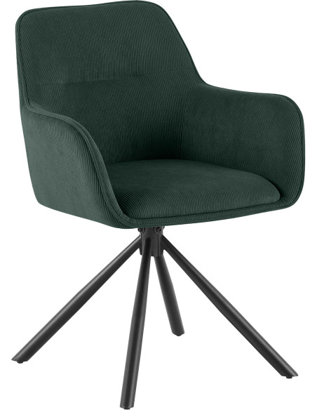 Chaise de salle à manger pivotante verte en velours côtelé 58 x 59 x 84 cm Yasna