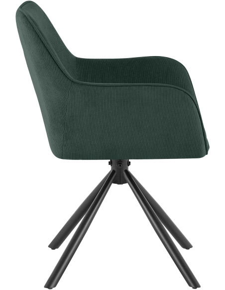 Chaise de salle à manger pivotante verte en velours côtelé 58 x 59 x 84 cm Yasna