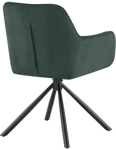 Chaise de salle à manger pivotante verte en velours côtelé 58 x 59 x 84 cm Yasna