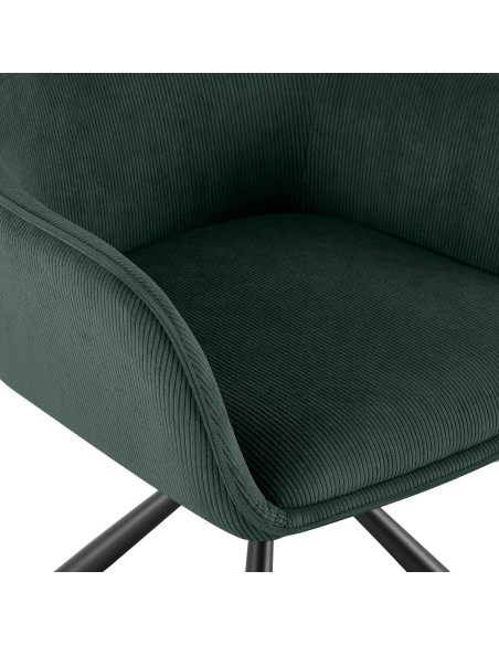 Chaise de salle à manger pivotante verte en velours côtelé 58 x 59 x 84 cm Yasna