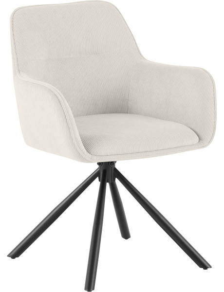 Chaise de salle à manger pivotante crème en velours...
