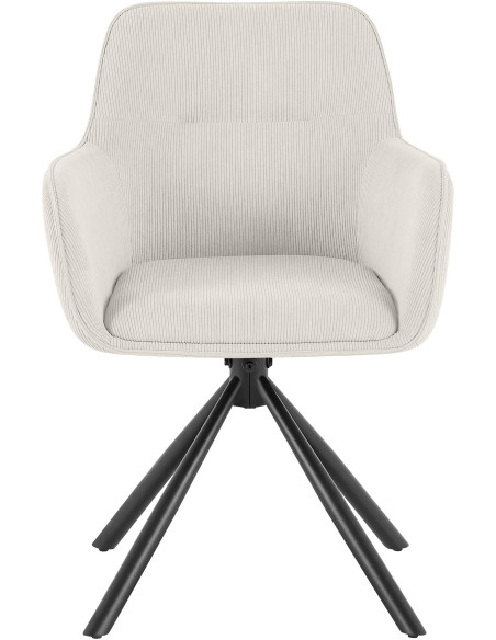 Chaise de salle à manger pivotante crème en velours côtelé 58 x 59 x 84 cm Yasna