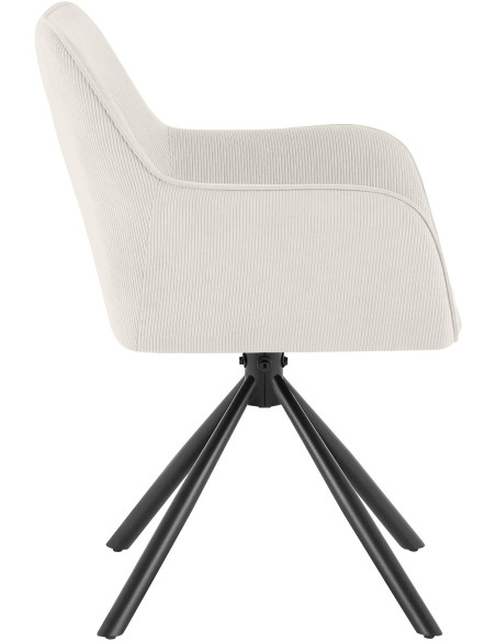 Chaise de salle à manger pivotante crème en velours côtelé 58 x 59 x 84 cm Yasna