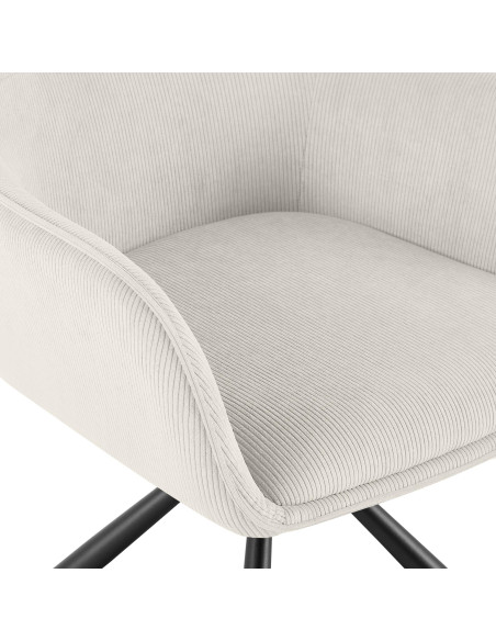 Chaise de salle à manger pivotante crème en velours côtelé 58 x 59 x 84 cm Yasna