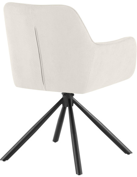 Chaise de salle à manger pivotante crème en velours côtelé 58 x 59 x 84 cm Yasna