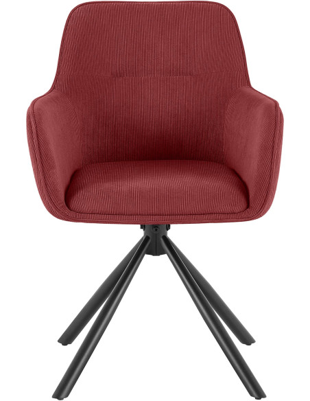 Chaise de salle à manger pivotante bordeaux en velours côtelé 58 x 59 x 84 cm Yasna