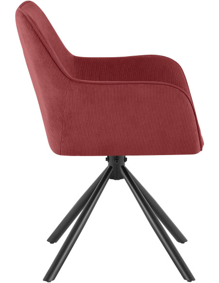 Chaise de salle à manger pivotante bordeaux en velours côtelé 58 x 59 x 84 cm Yasna