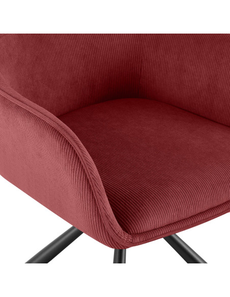 Chaise de salle à manger pivotante bordeaux en velours côtelé 58 x 59 x 84 cm Yasna