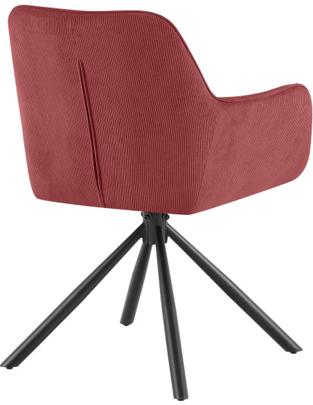 Chaise de salle à manger pivotante bordeaux en velours côtelé 58 x 59 x 84 cm Yasna