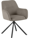 Chaise de salle à manger pivotante taupe en velours côtelé 58 x 59 x 84 cm Yasna