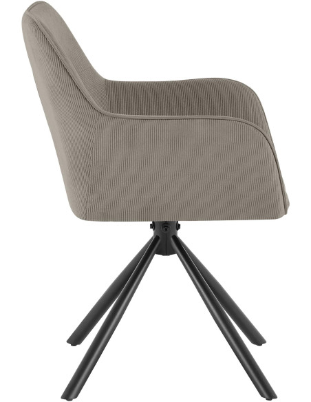 Chaise de salle à manger pivotante taupe en velours côtelé 58 x 59 x 84 cm Yasna