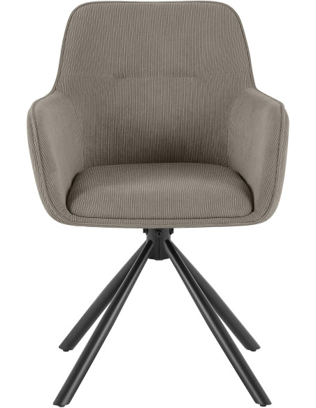 Chaise de salle à manger pivotante taupe en velours côtelé 58 x 59 x 84 cm Yasna