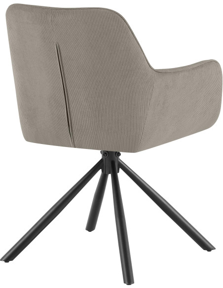 Chaise de salle à manger pivotante taupe en velours côtelé 58 x 59 x 84 cm Yasna