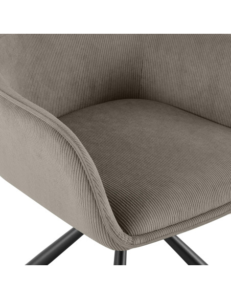 Chaise de salle à manger pivotante taupe en velours côtelé 58 x 59 x 84 cm Yasna