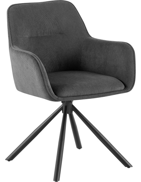 Chaise de salle à manger pivotante grise en velours côtelé 58 x 59 x 84 cm Yasna