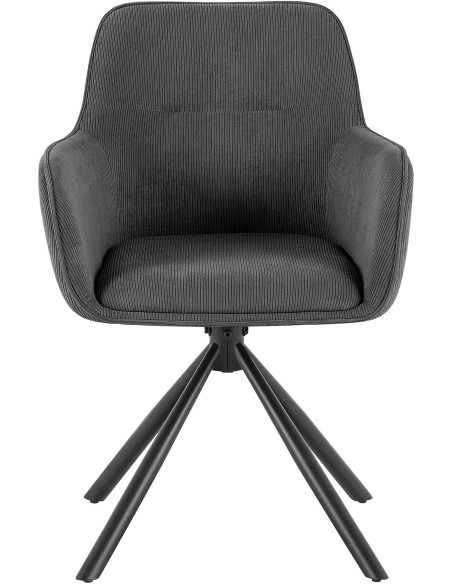Chaise de salle à manger pivotante grise en velours côtelé 58 x 59 x 84 cm Yasna