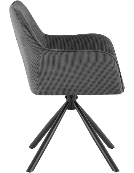 Chaise de salle à manger pivotante grise en velours côtelé 58 x 59 x 84 cm Yasna