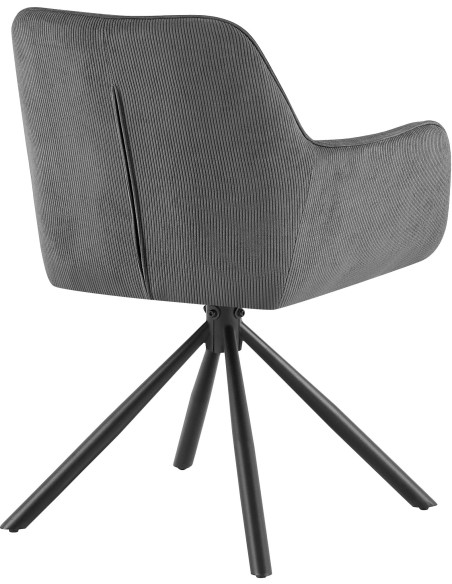Chaise de salle à manger pivotante grise en velours côtelé 58 x 59 x 84 cm Yasna