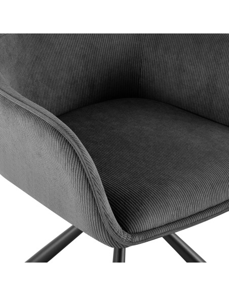 Chaise de salle à manger pivotante grise en velours côtelé 58 x 59 x 84 cm Yasna