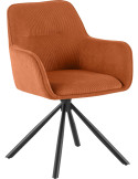 Chaise de salle à manger pivotante orange en velours côtelé 58 x 59 x 84 cm Yasna