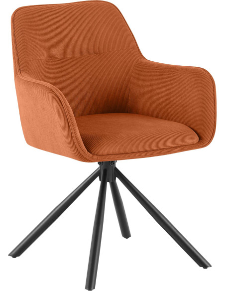 Chaise de salle à manger pivotante orange en velours côtelé 58 x 59 x 84 cm Yasna