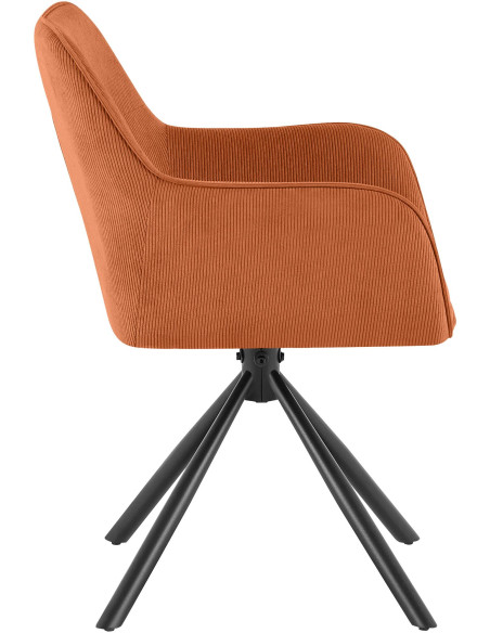 Chaise de salle à manger pivotante orange en velours côtelé 58 x 59 x 84 cm Yasna