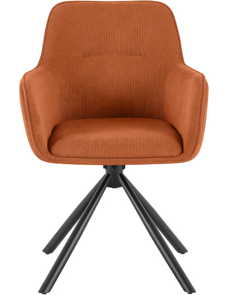 Chaise de salle à manger pivotante orange en velours côtelé 58 x 59 x 84 cm Yasna