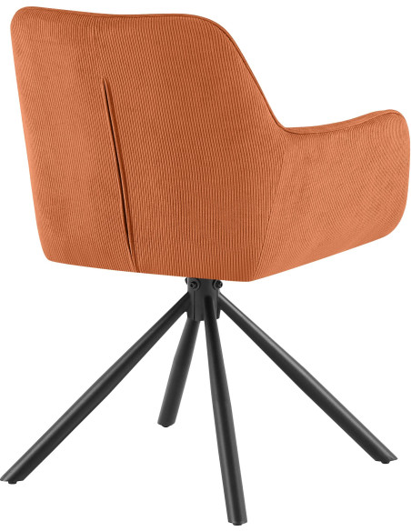 Chaise de salle à manger pivotante orange en velours côtelé 58 x 59 x 84 cm Yasna