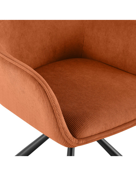 Chaise de salle à manger pivotante orange en velours côtelé 58 x 59 x 84 cm Yasna