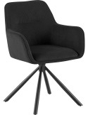 Chaise de salle à manger pivotante noire en velours côtelé 58 x 59 x 84 cm Yasna