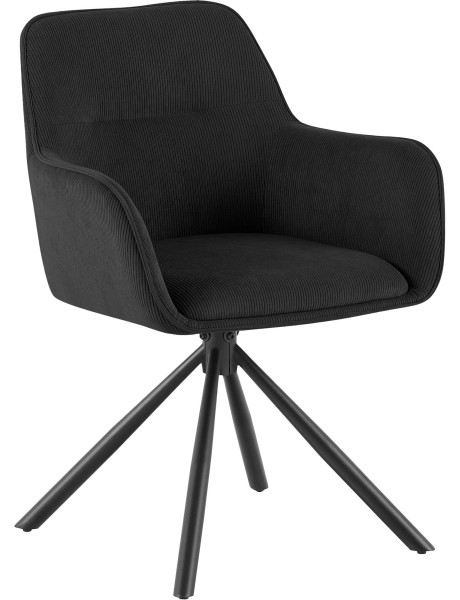 Chaise de salle à manger pivotante noire en velours...