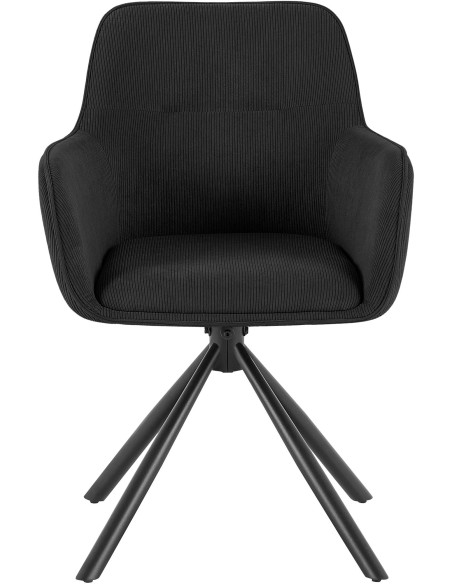 Chaise de salle à manger pivotante noire en velours côtelé 58 x 59 x 84 cm Yasna