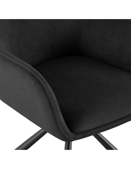 Chaise de salle à manger pivotante noire en velours côtelé 58 x 59 x 84 cm Yasna