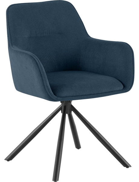 Chaise de salle à manger pivotante bleue en velours...